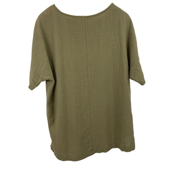 Zenana Womens Loose Fit Brown Textured Short Sleeve Top L - Picture 3 of 8